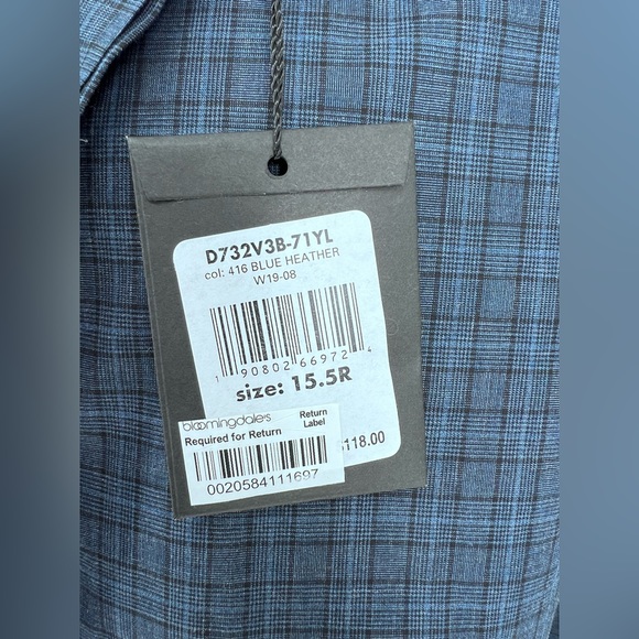 NWT John Varvatos Star USA Trim Fit Plaid Dress Shirt - Picture 16 of 16